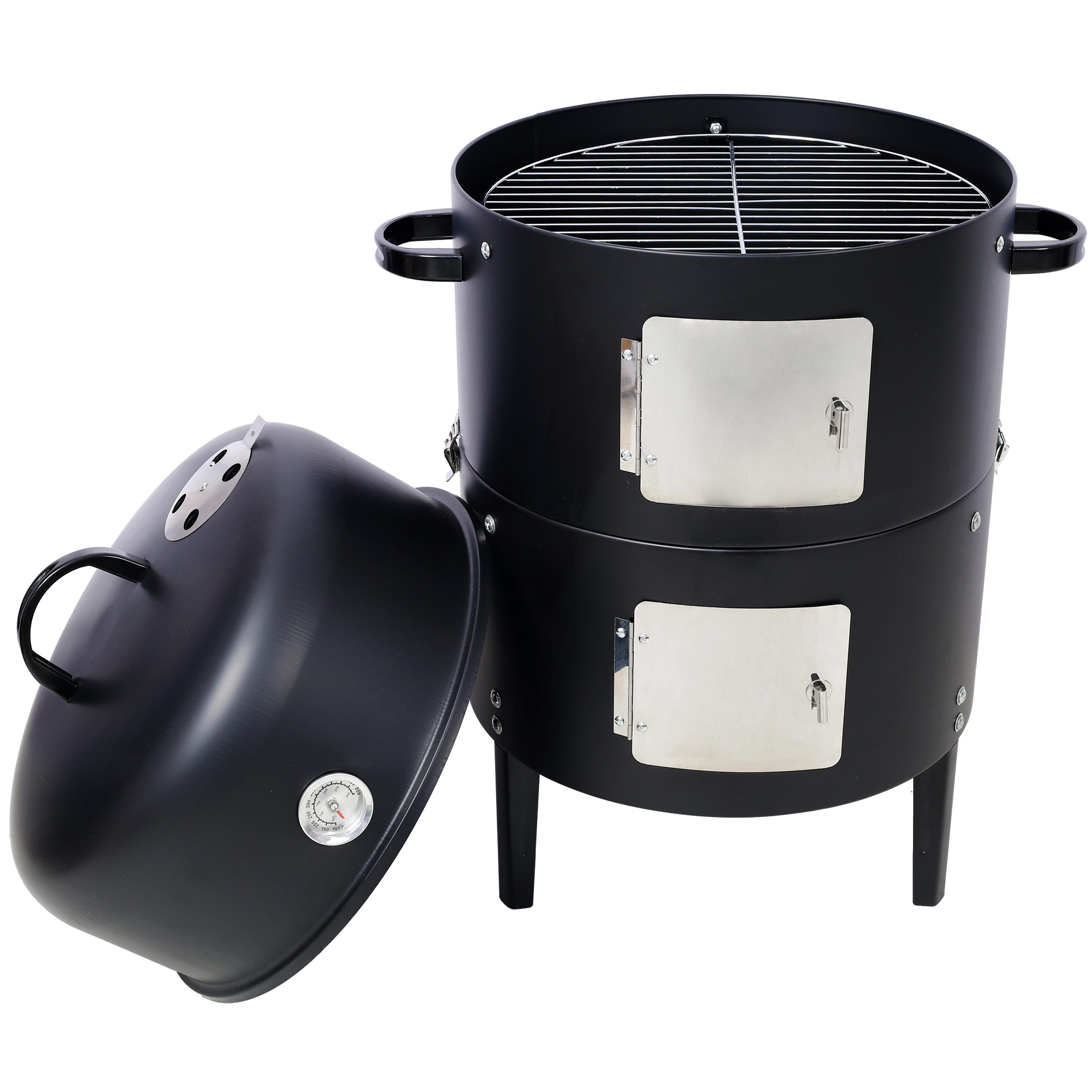 Charcoal Smoker Grill Wood Smoker Grills Outdoor Cooking 16/17 Inch Vertical Smoker Portable BBQ Grill for Camping, 16 Inch, Traditional