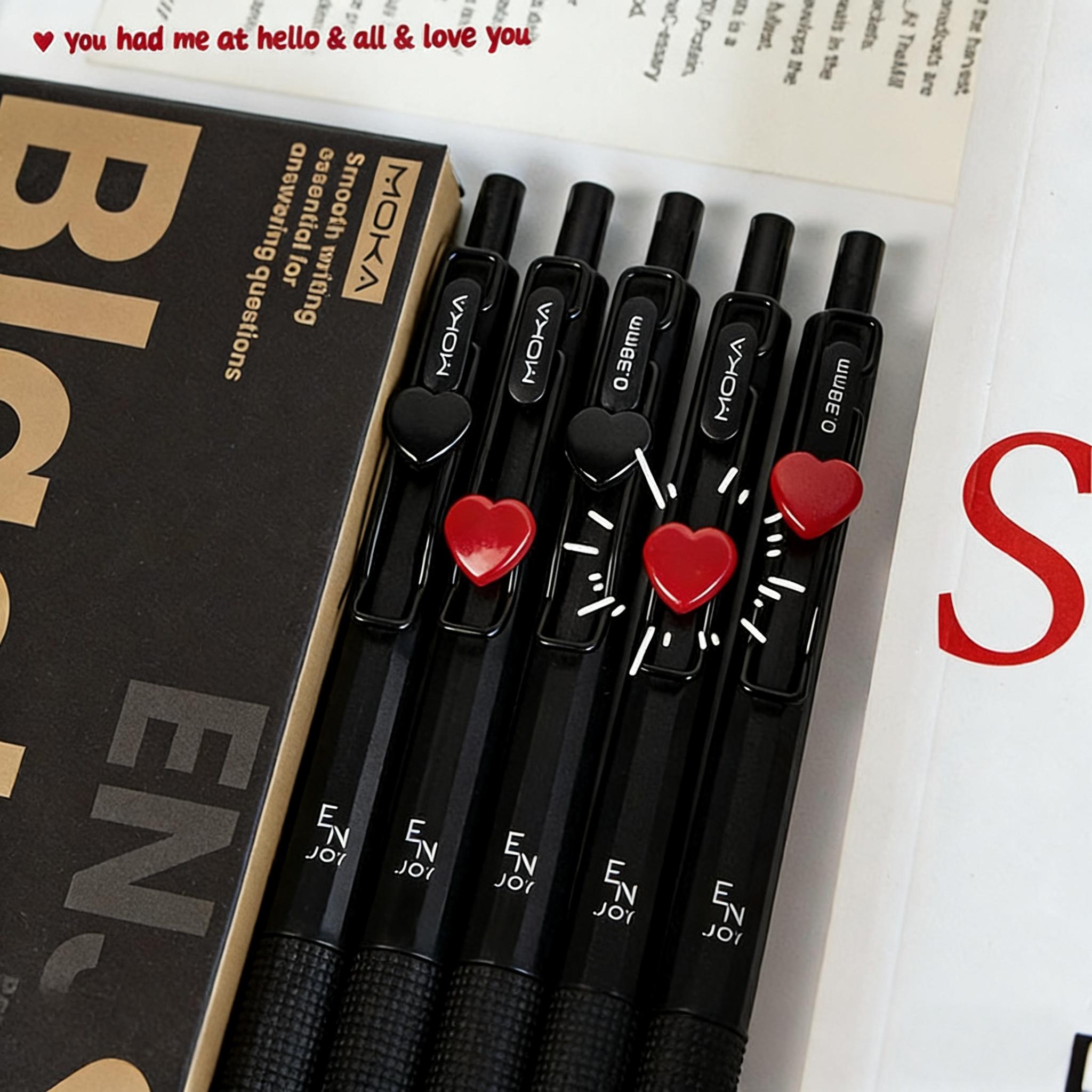 Heart-Shaped Click Pen Set, Smooth Writing Experience, Ink, Heart Feature, 0.38mm Tip, Durable Plastic Material, Ideal for Education and Professional Use