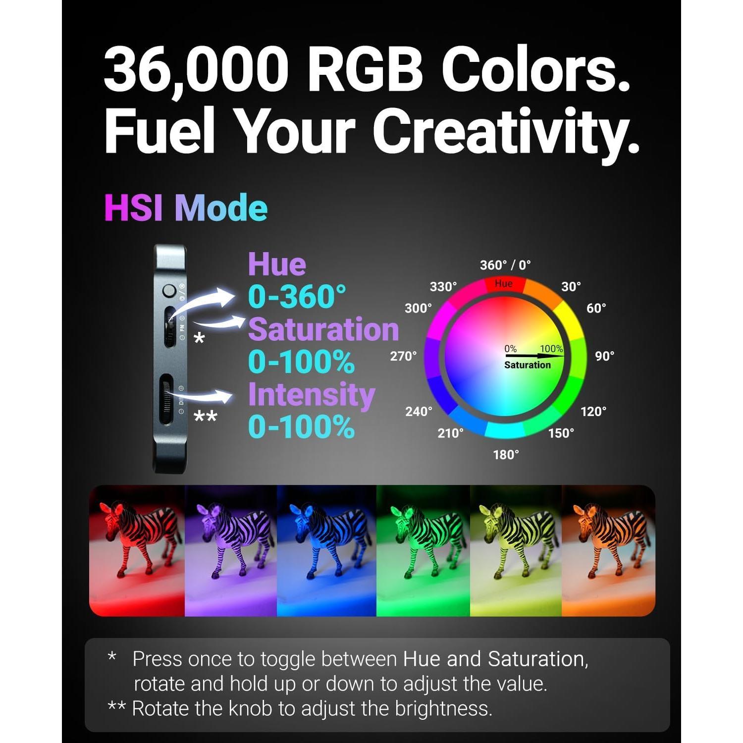 RGBWW Video Light (Ultra-Thin 4000mAh 2500-9900K Soft Diffuser CRI 95+) Portable LED RGB Video Light Panel for Photographer, Content Creator