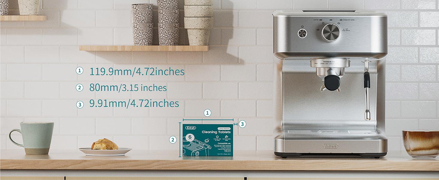 Gevi Coffee Maker Cleaner Tablets, 6 Uses & Individually Packed for Each Use, Organic Citric Acid Cleaner Descaler, Compatible with All Coffee Machines