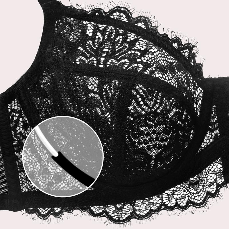 Live Exclusive HSIA Sunflower Floral Lace Unlined Unpadded Breathable Comfort Women Plus Size Underwire Bra