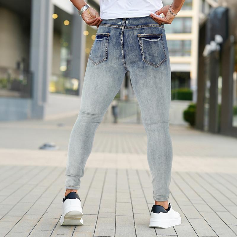 GINGTTO Men's Ripped Skinny Jeans Slim Fit Stretch Denim Pants Distressed Tapered Leg Fashion Pants