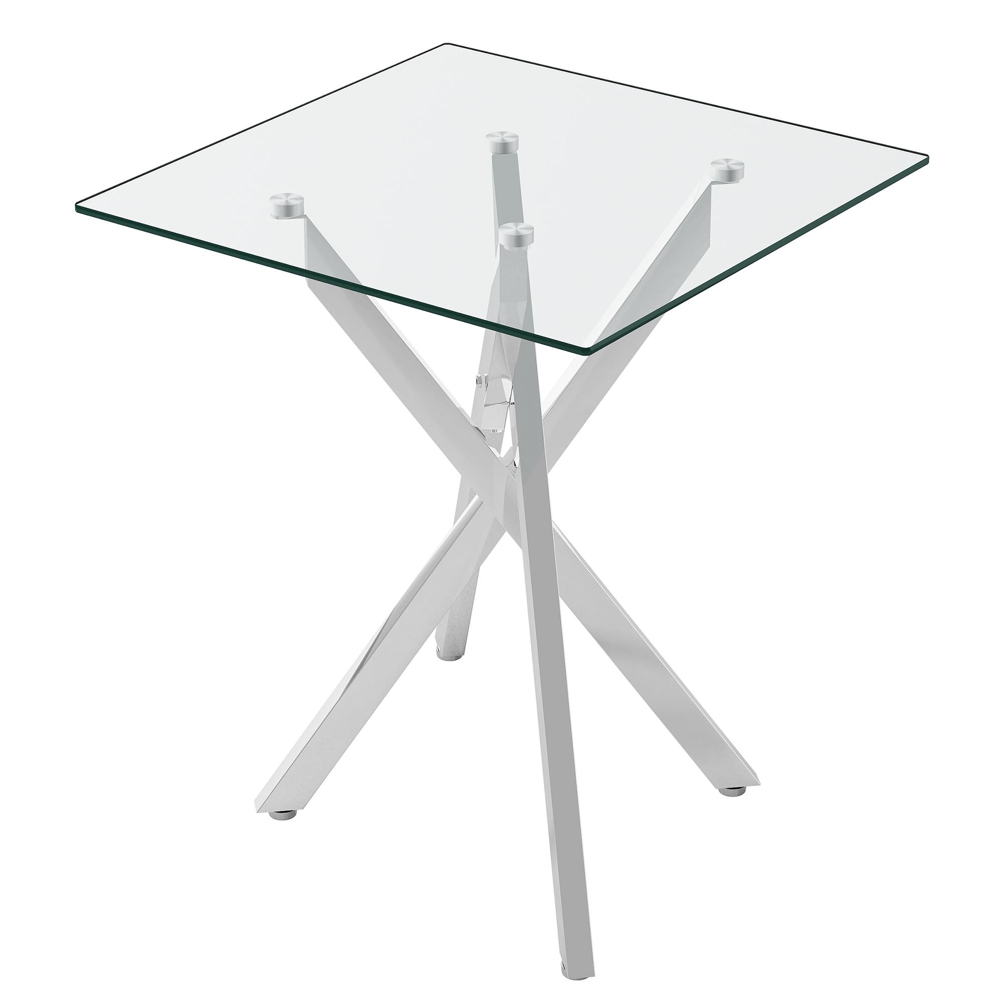 2-Piece Square Tempered Glass Side Table | 17.72" Clear End Tables set of 2 with Golden/Black/Silver Legs for Sofa/Bedroom