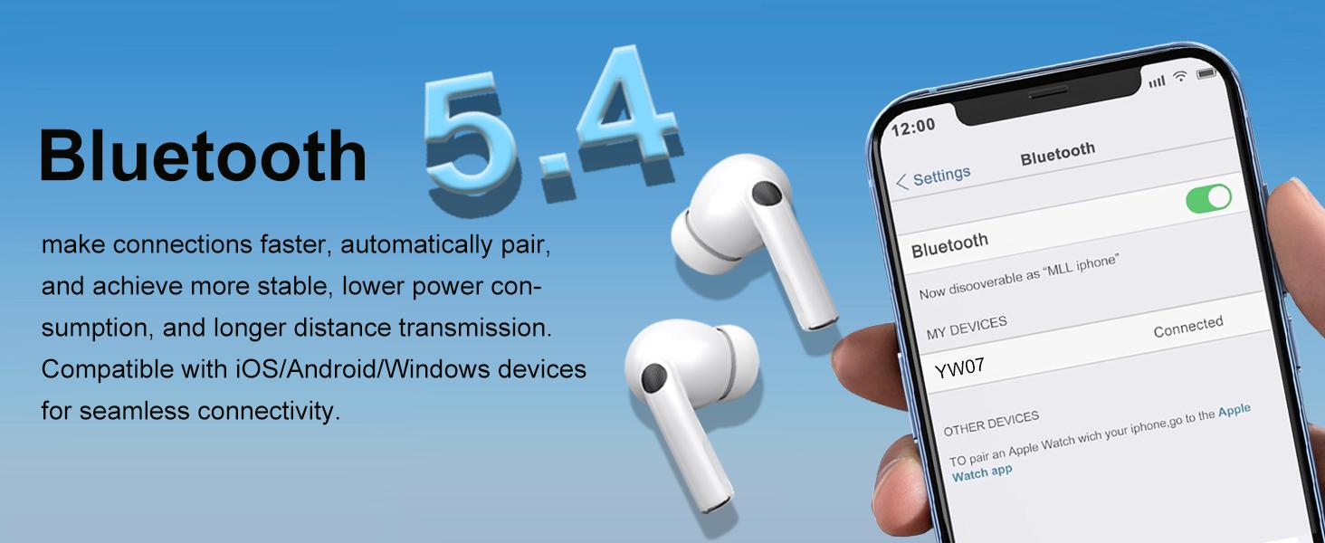 Smart Earphones with Touchscreen, Touch Screen Earbuds, 13 Functions Wireless Headphones Bluetooth 5.4, Touch Buds with LED Screen, ANC/ENC Noise Cancelling, 40H Playtime, for iOS Android