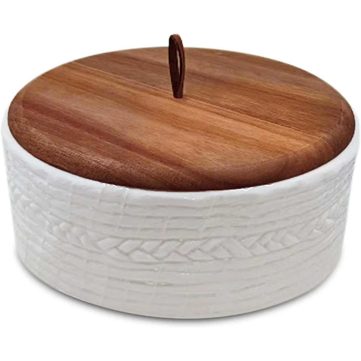 Authentic Wood and Ceramic Tortilla Warmer - Tortilla Holder with Lid - Bread Warmer - Pancake Holder - Roti Box - 8.5 Inches