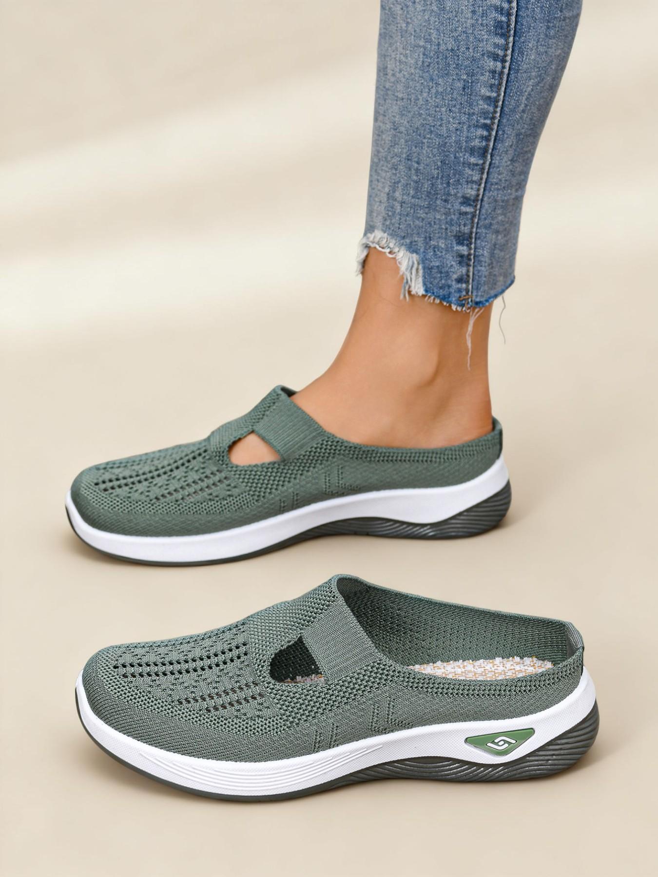 New Women's Casual Sandals, Comfortable Fashion Slip-Ons, Lightweight Soft Sole Mesh Shoes, Outdoor Commute Half-Sandals