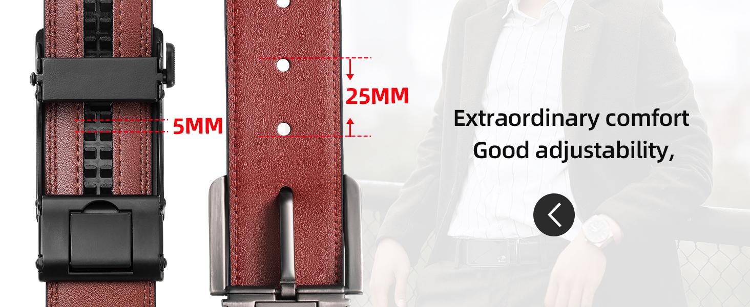 GSOIAX Men's Leather Belt – Easy Release Ratchet Buckle, Adjustable, Dress & Casual Gift for Men