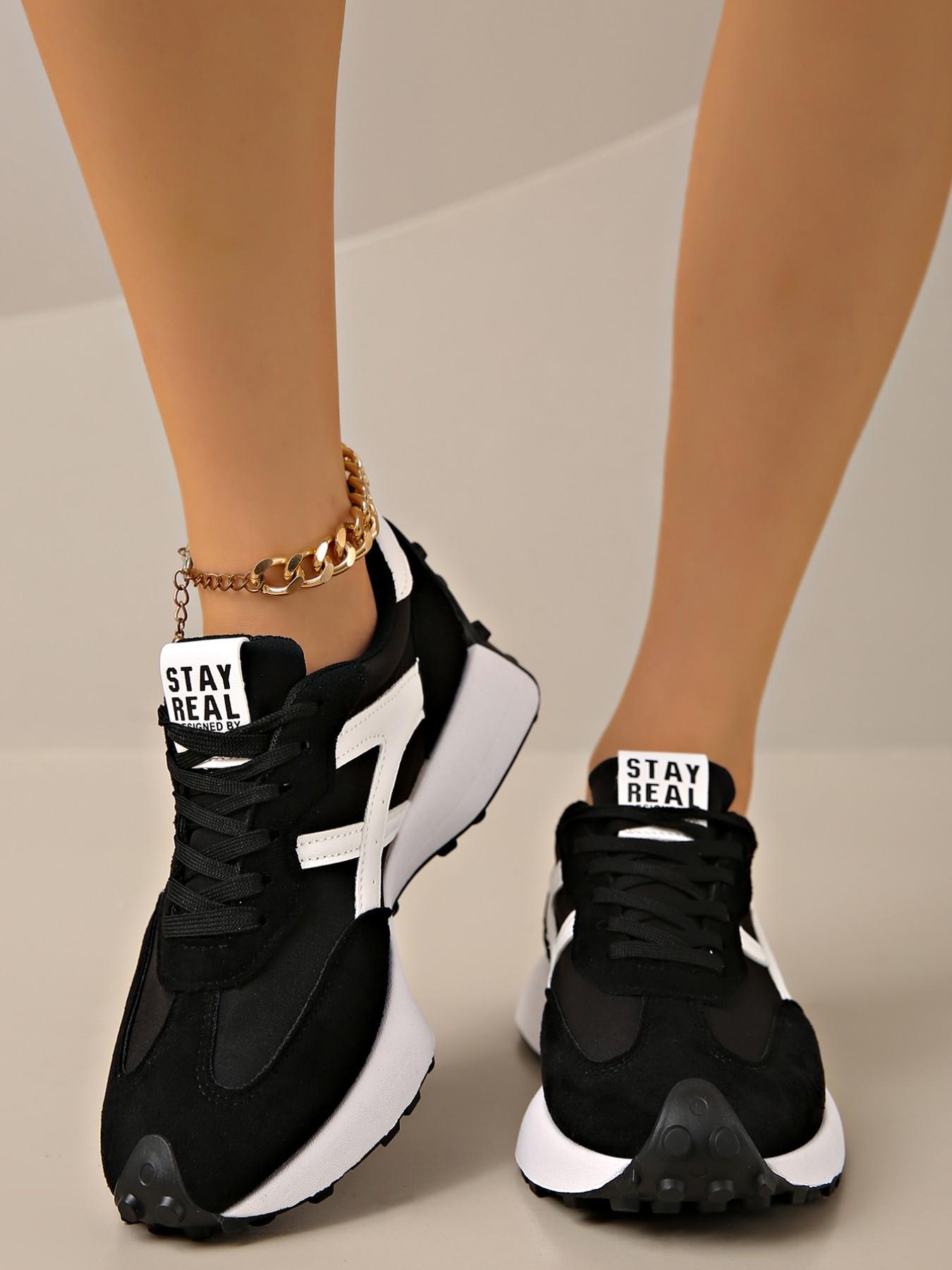Women's Sporty Arisan Shoes Spring & Fall Elegant Fashion Casual Round Toe Low Top Lace-Up Thick Sole Breathable Outdoor Colorblock Running Shoes