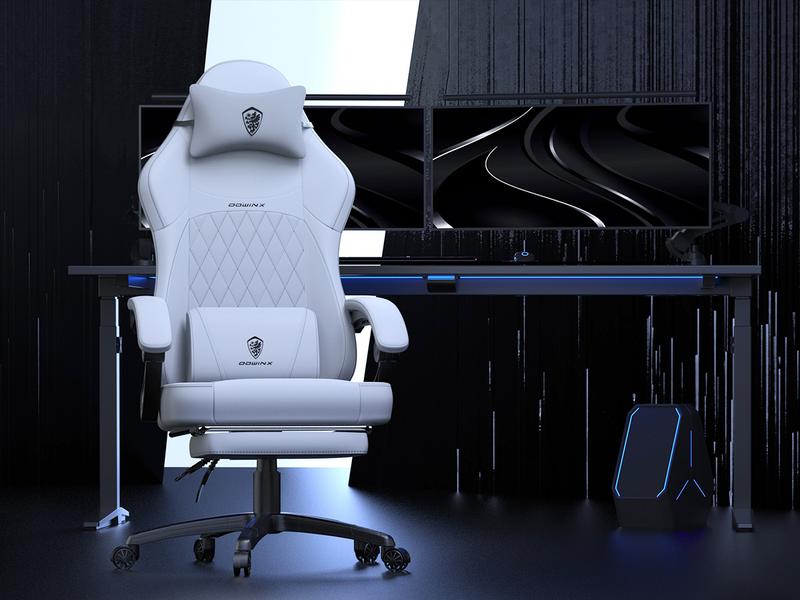 Dowinx Gaming Chair with Pocket Spring Cushion, Ergonomic Computer Chair with Massage Lumbar and Footrest for Adults, 300LBS