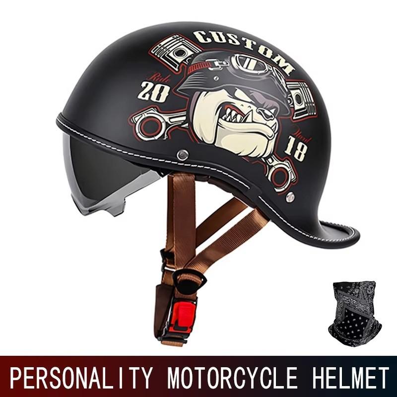 Trendy Personality Motorcycle Half Helmet, Dot Certified Vintage Harley Helmet, Unisex Riding Safety Helmet, Stylish and Secure
