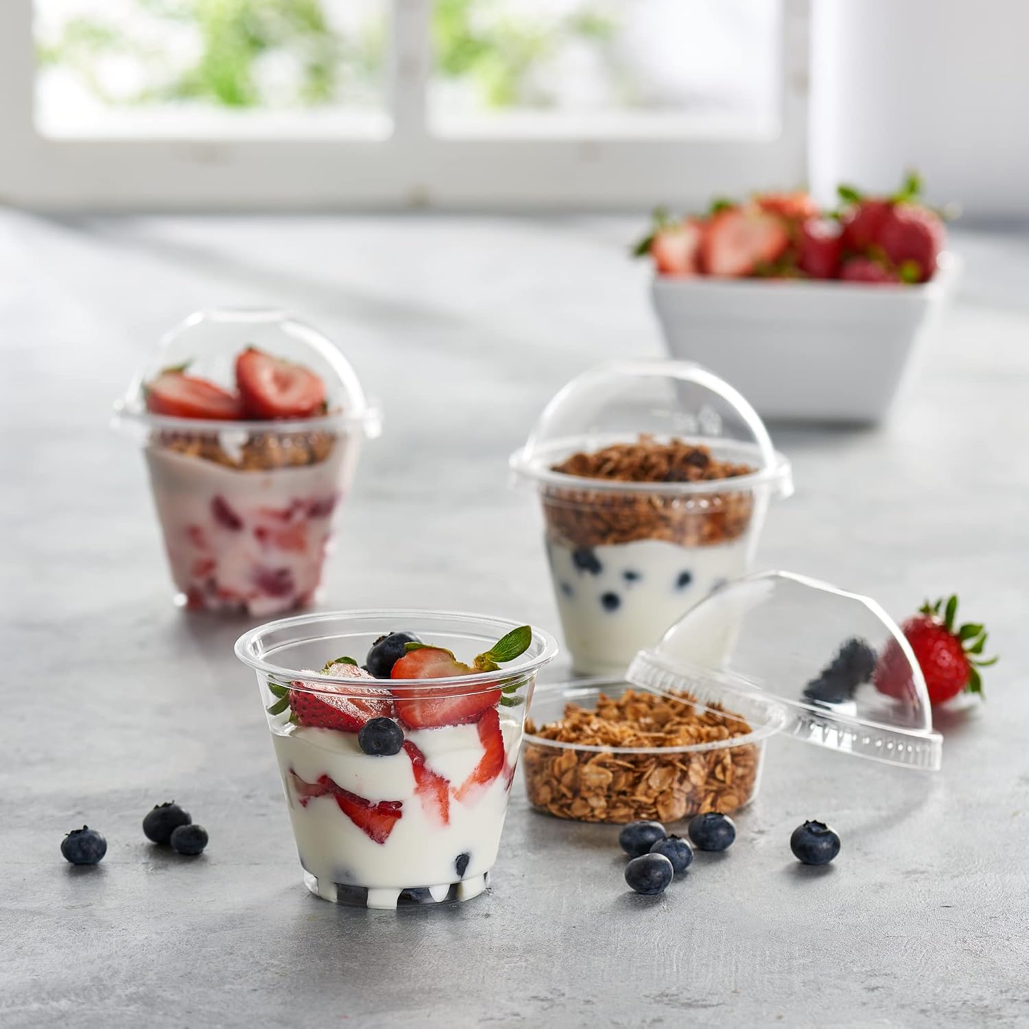 9 oz Plastic Parfait Cups with 2 oz Inserts &  50, Sets 9 OUNCE Yogurt Containers