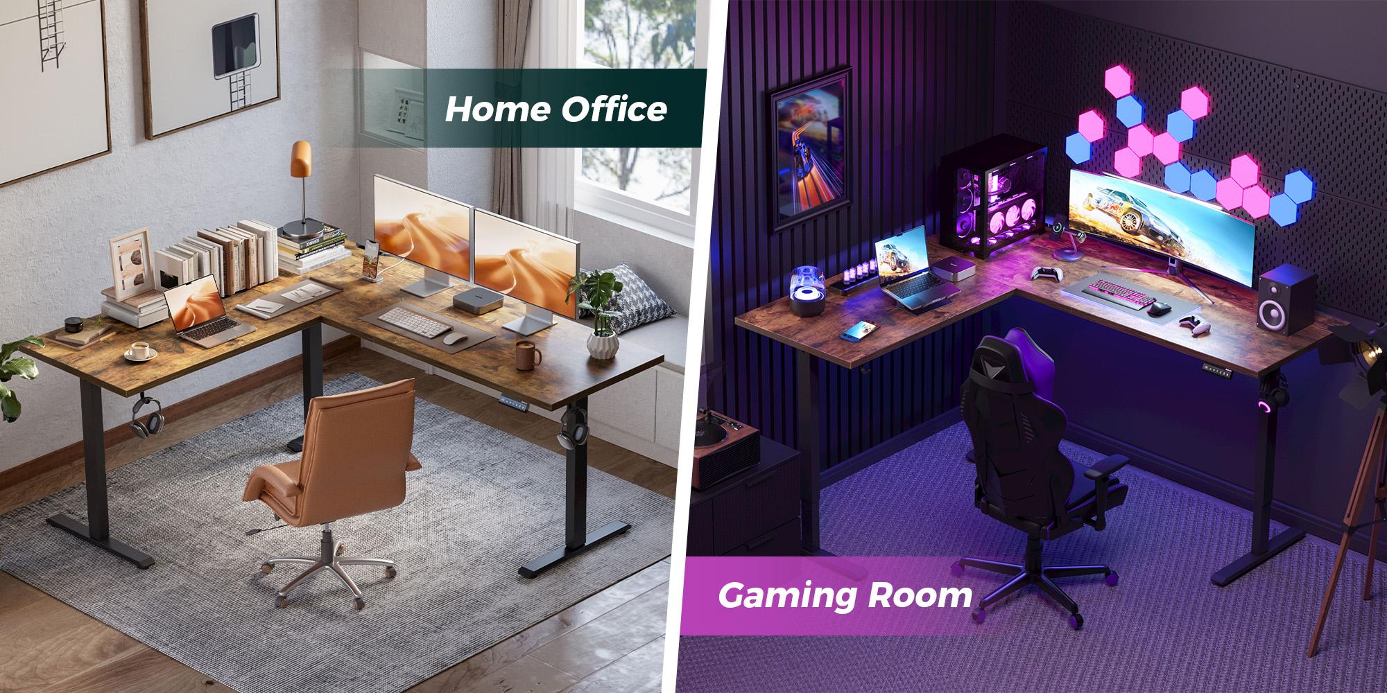 Agilestic 62.9 Inch L Shaped Standing Desk, Electric Height Adjustable Home Office Desk, Large Ergonomic Computer Desk with 3 Memory Buttons, Cable Management, Corner Desk for Home & Office Workstations