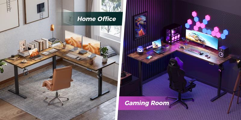 Agilestic L Shaped Standing Desk, Electric Height Adjustable Home Office Desk, Large Ergonomic Computer Desk with 3 Memory Buttons, Cable Management, Corner Desk for Home & Office Workstations