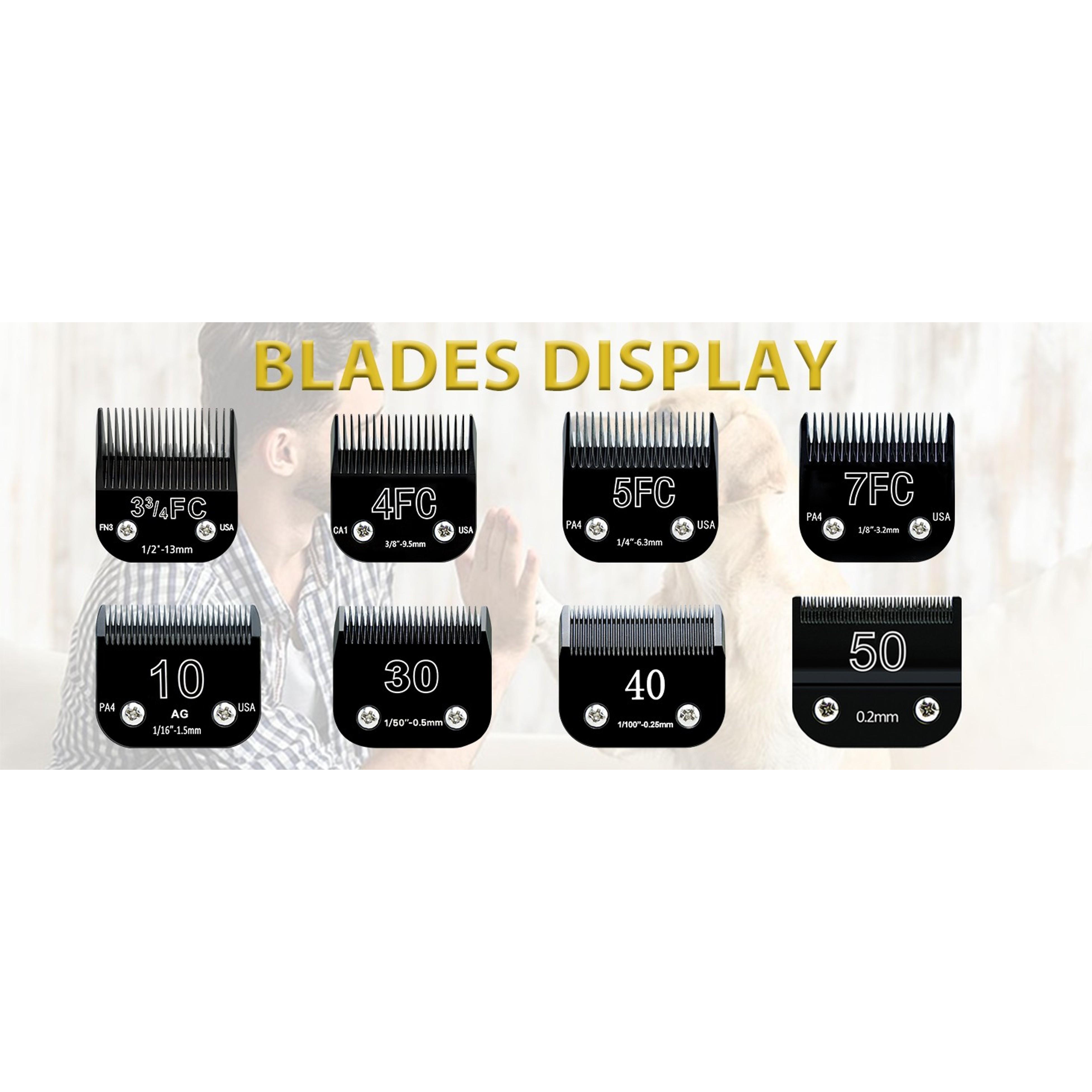 Universal Dog Grooming Blades - Size 7FC, 1/8" Cut Length, Ceramic & Stainless Steel, Black, Compatible with Andis, Oster A5, Wahl KM Series Pet Detachable Clippers, Ceramic&Steel