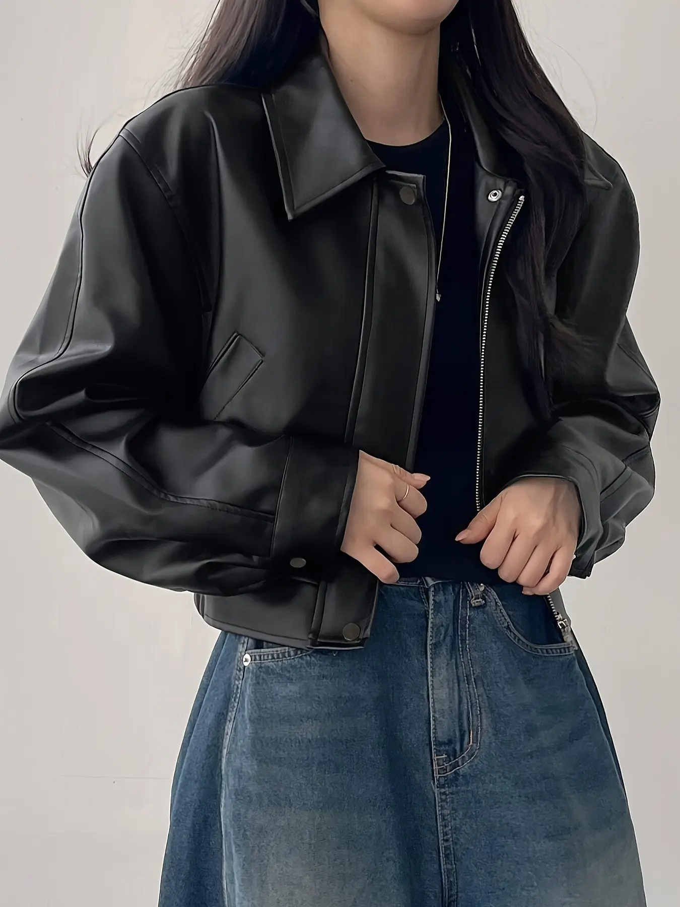 Women's Jacket, Beautiful Women's Spring Jacket, Ladies' Windbreaker, Open Front Zipper Jacket, Solid Color Long Sleeve Casual Short Coat Chic