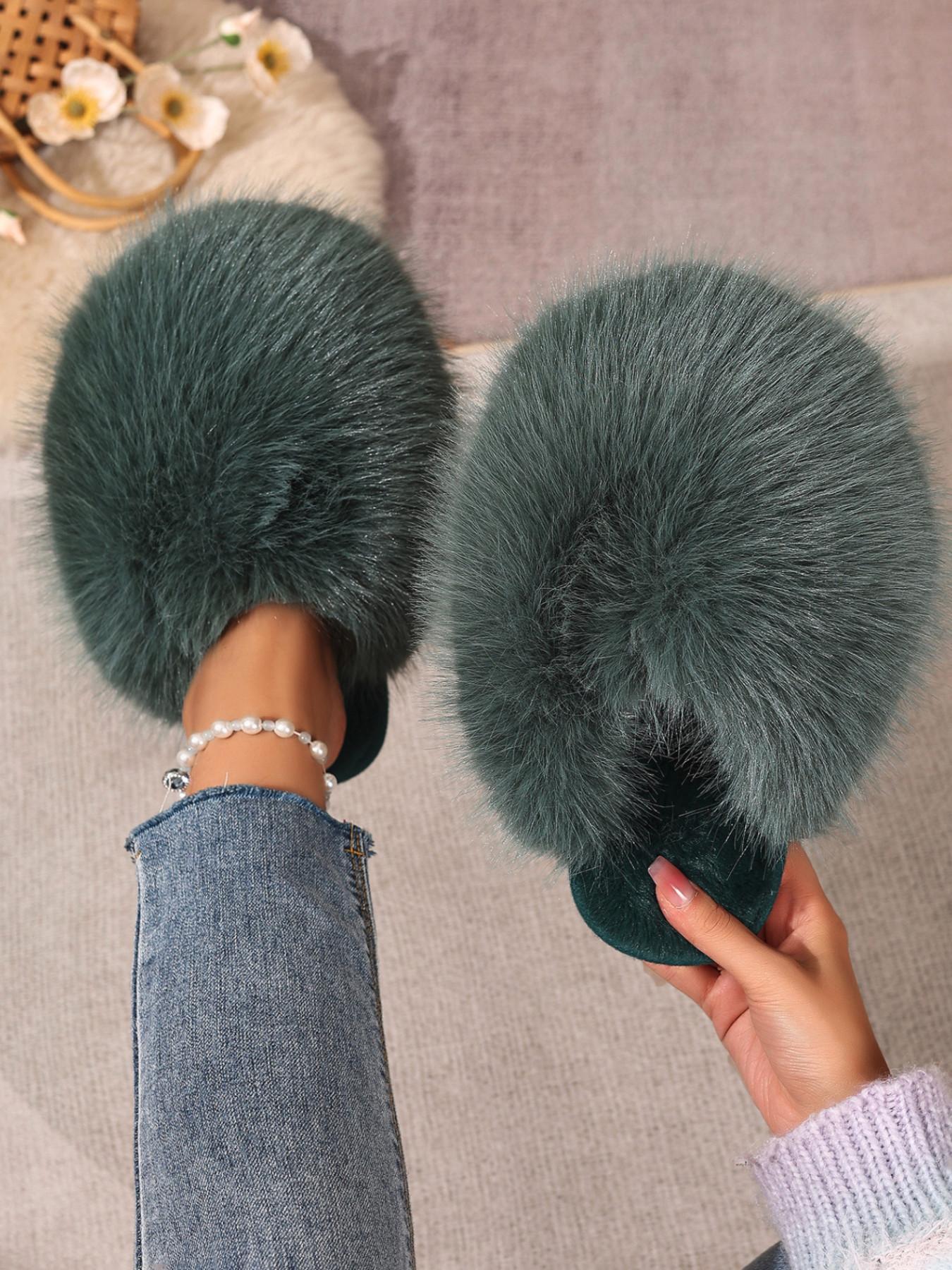 Women's Plush Slippers, 24 Colors, Soft Textile Upper, Rubber Sole, All Seasons, Warm and Comfortable, Fashion Home Shoes