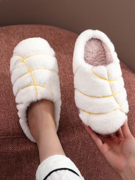 Soft Plush Slippers, Creative Cute Mexican Concha Bread Embroidered Shoes, Unisex Indoor Outdoor Warm Non-Slip Boots, Best Christmas Gift
