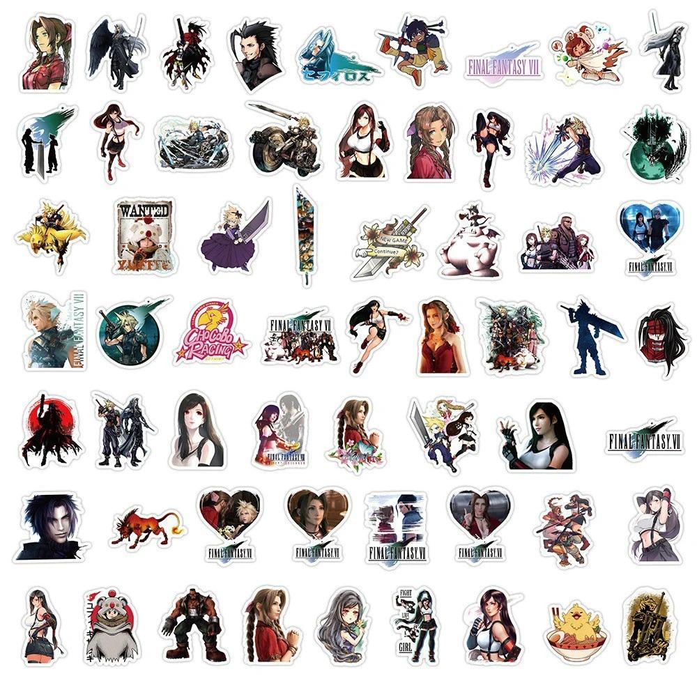 Final Fantasy Character Stickers, 10/30/60pcs Warrior of Light Cloud Strife Aerith Tifa Decals for Laptop, Skateboard, Phone, 10Pcs