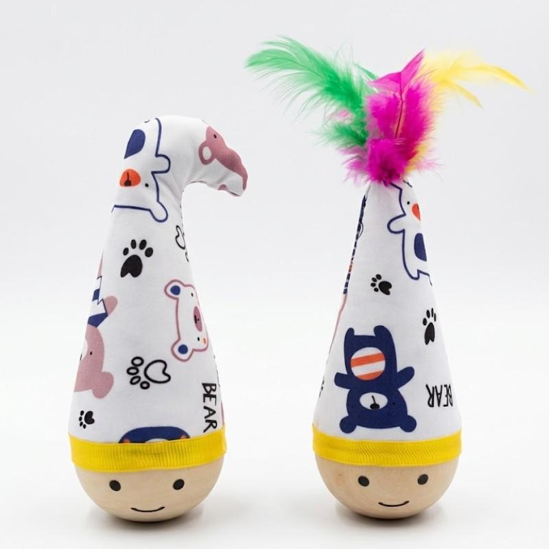 Cat Balancing Toy, Self-Amusement Cat Toy, Energy-Consuming Feathery Stacker Ball, Essential Pet Gear for Kitties