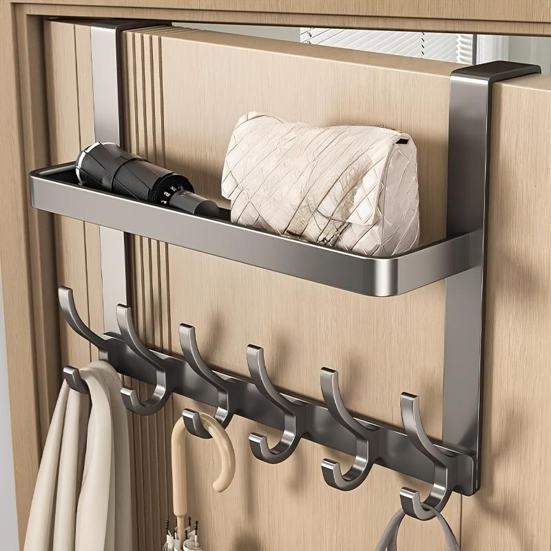 1 multifunctional over-the-door hook with storage rack - carbon steel material, wall-mounted storage rack for bedroom and bathroom
