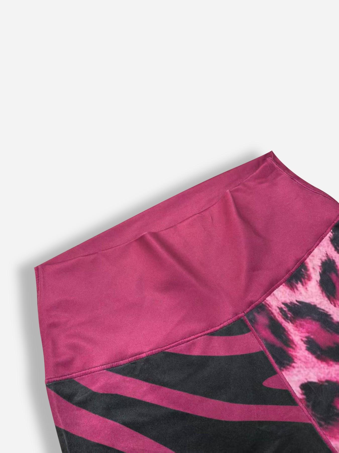 Women's Casual Sporty Yoga Pants High Waisted Zebra Leopard Digital Print Multicolor Tight Fit, All Seasons, Sporty Style