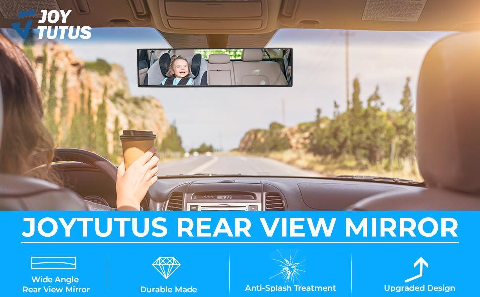 Joytutus Universal 11.81 Inch Panoramic Convex Rearview Mirror for Car SUV Trucks, Adjustable Buckles, Anti-Fall Protection, Effective Blind Spot Reduction - Rearviewmirror