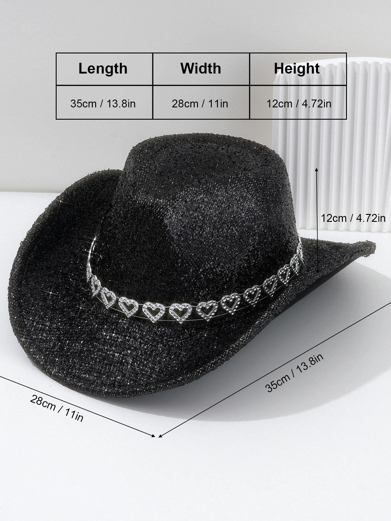 Y2K Sweet Cool Spice Girl Wind Pink Glitter Love Rhinestone Cowboy Hat Music Festival Birthday Party Concave Styling ArtifactSpeedy Smarts