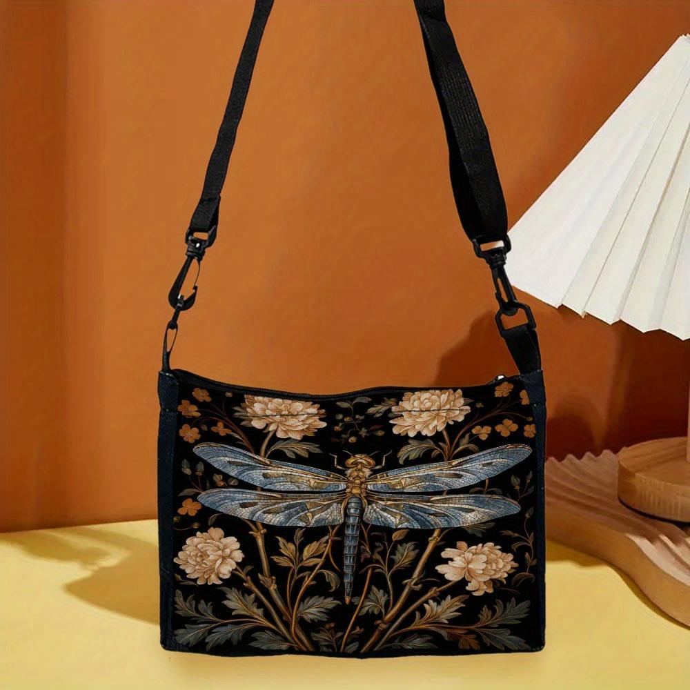 Lat print dragonfly floral compact shoulder bag, party accessories, a must for trend lovers 7.14