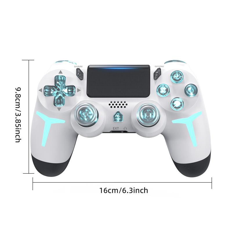 Wireless Game Controller with Three Color Lights, Compatible with Ps4 Ps3 PC, RGB LED Bluetooth-compatible Gaming Joystick, Six-Axis Gyroscope, Dual Vibration Feedback, Wireless Controllers