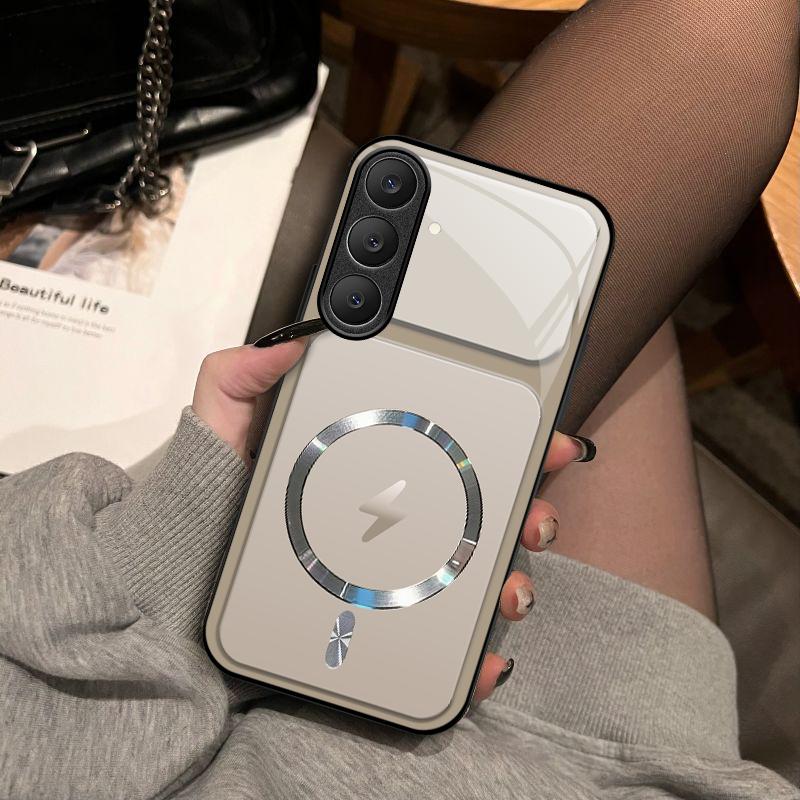 Lightning Bolt Design Gloss MagSafe Compatible Shockproof Protective Cover with Precision Magnet Ring for [Galaxy S25 Fe] 952