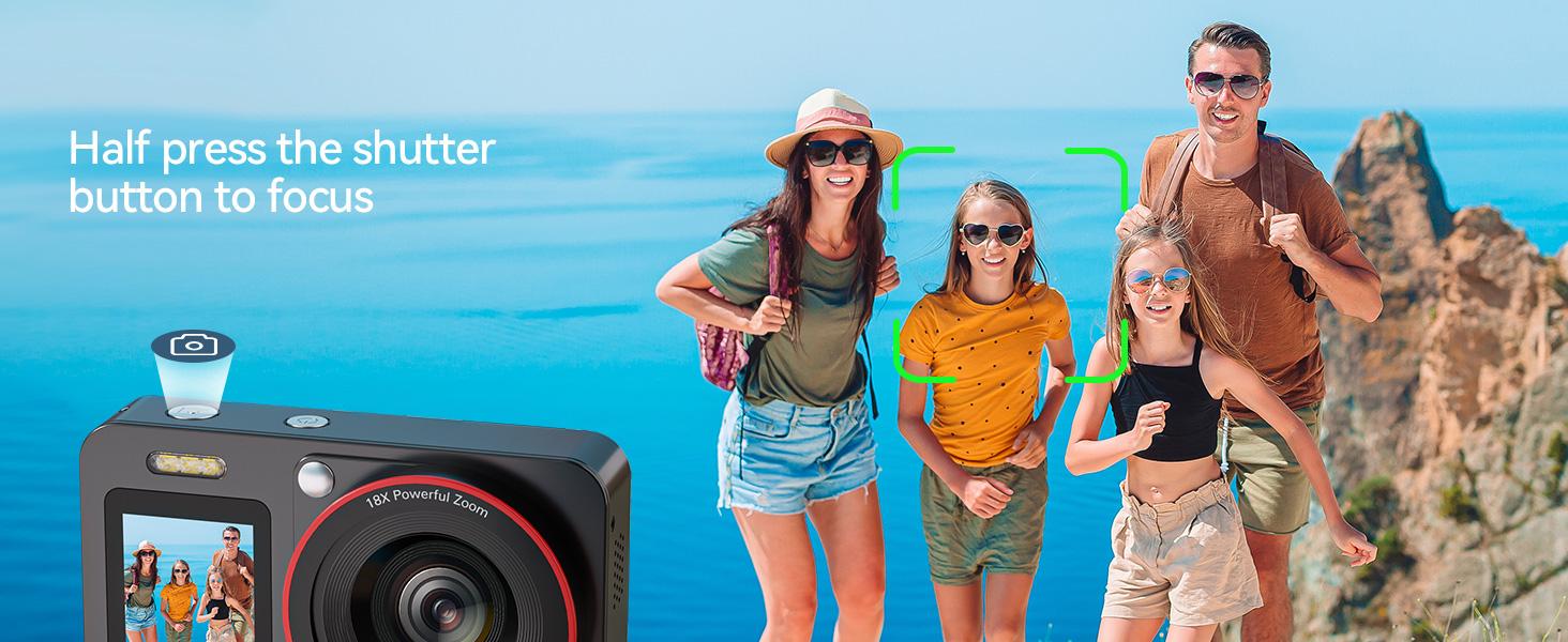 Deatti 4K Digital Camera, 1 Count 64MP Auto FocusDigital Camera,junior camera  Compact & Portable Camerawith 64G Memory Card & Battery,Compact 4K Digital Camera with Accessories Gifts for kids Black Flash