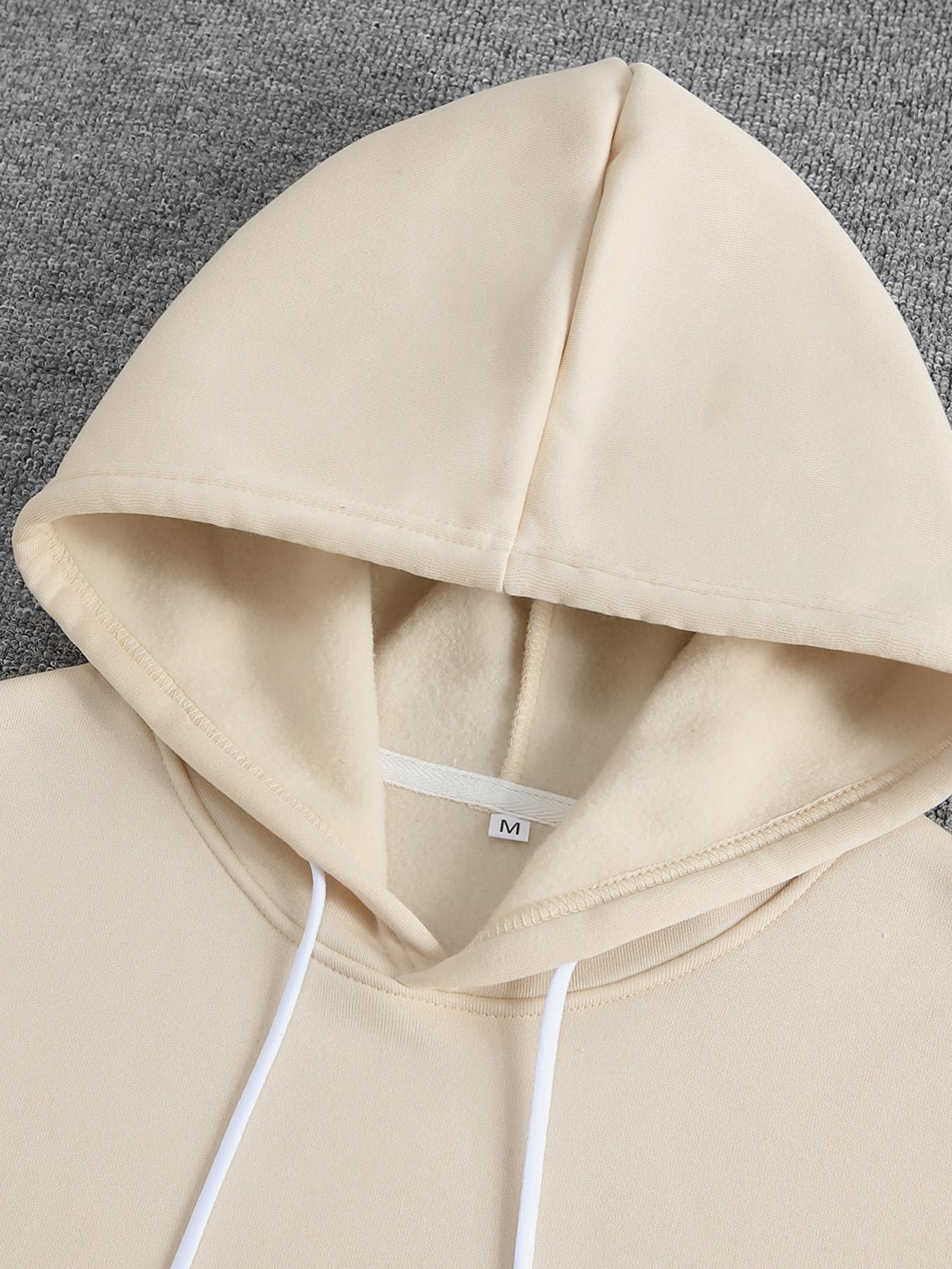 Men's Casual Loose Hooded Sweatshirt with Letter Graphic Print, Thick Fleece Lining, Fall & Winter Fashion, Comfortable Fit