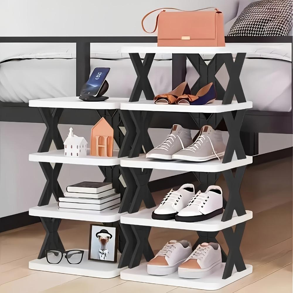 Foldable shoe rack, easy to assemble, durable material, multifunctional storage for home and dormitory, space saving, living room organizing, efficient shoe storage, standalone unit, student dormitory, home storage