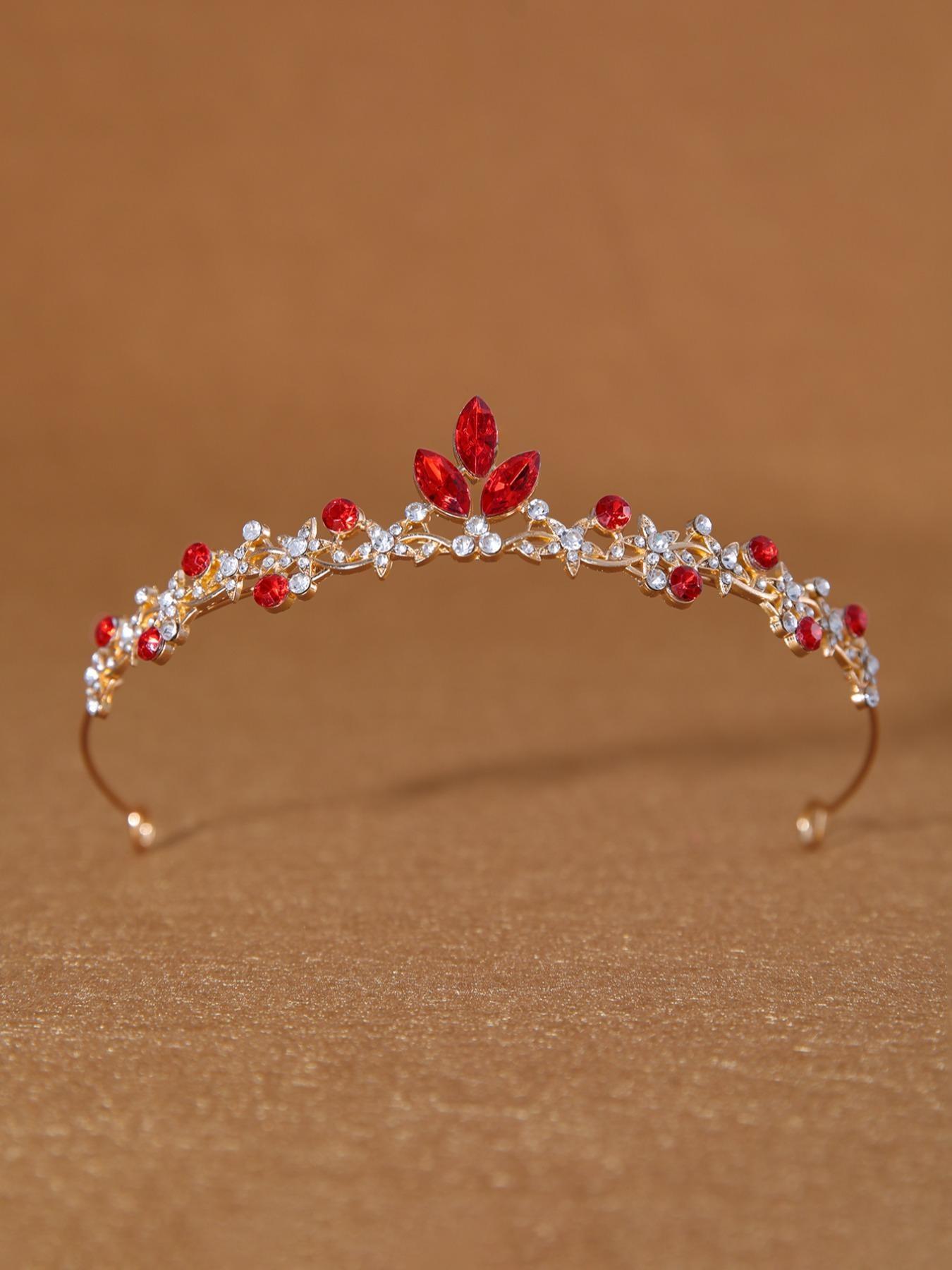 Colorful Crystal Bridal Crown, Multi-Color Rhinestone Wedding Headpiece, Elegant Princess Hair Accessory for Proms, Parties, Daily Wear