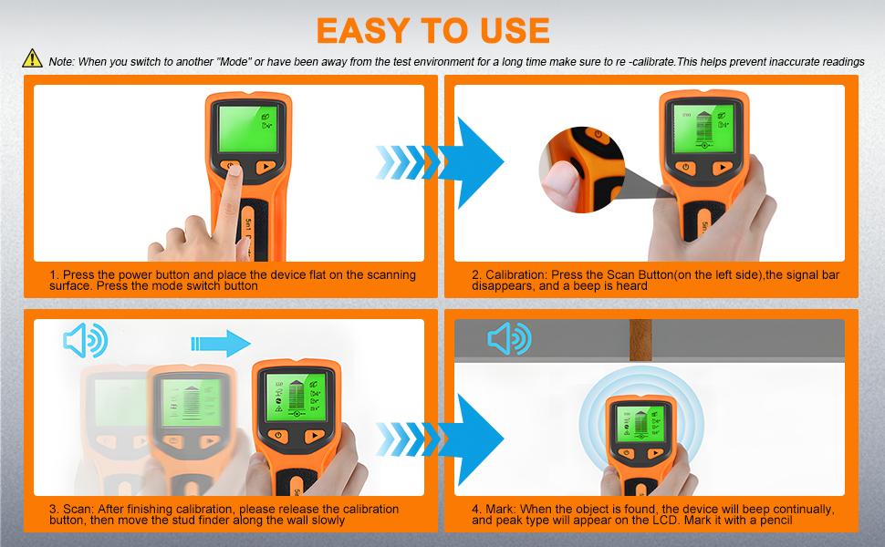 Stud Wall Scanner- 5 in 1 Multifunctional Wall Detector Scanner with HD LCD Display & Audio Alarm for the Center and Edge of Wood,, AC Wire & Studs Detection