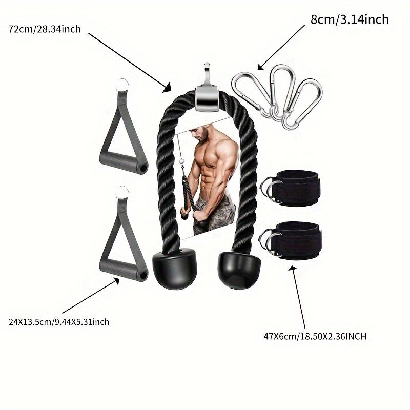 Professional 3 Head Muscle Rope, 7pcs/set Multifunctional Lat Pull Down Attachment, Resistance Band Handle, Ankle Strap, Wrist Strap, Exercise Machine Accessories