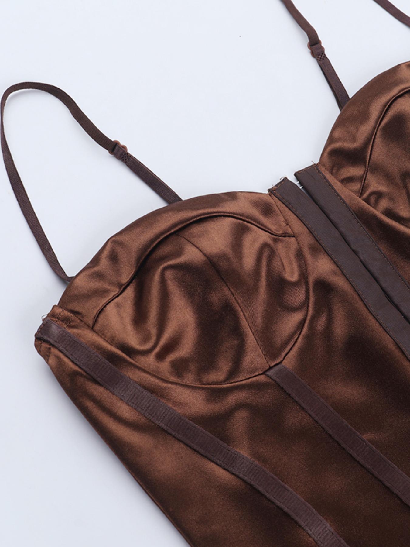 Elegant Satin Smooth Hook-And-Eye Waist Cincher Top, Slimming Chest Accent Tank Vest, European and American Style, Women's Fashion, Shapewear, Fit