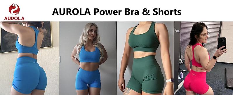 AUROLA Power Scrunch Butt Workout Shorts for Women Seamless Gym Shorts High Waist Tummy Control Yoga Biker Shorts