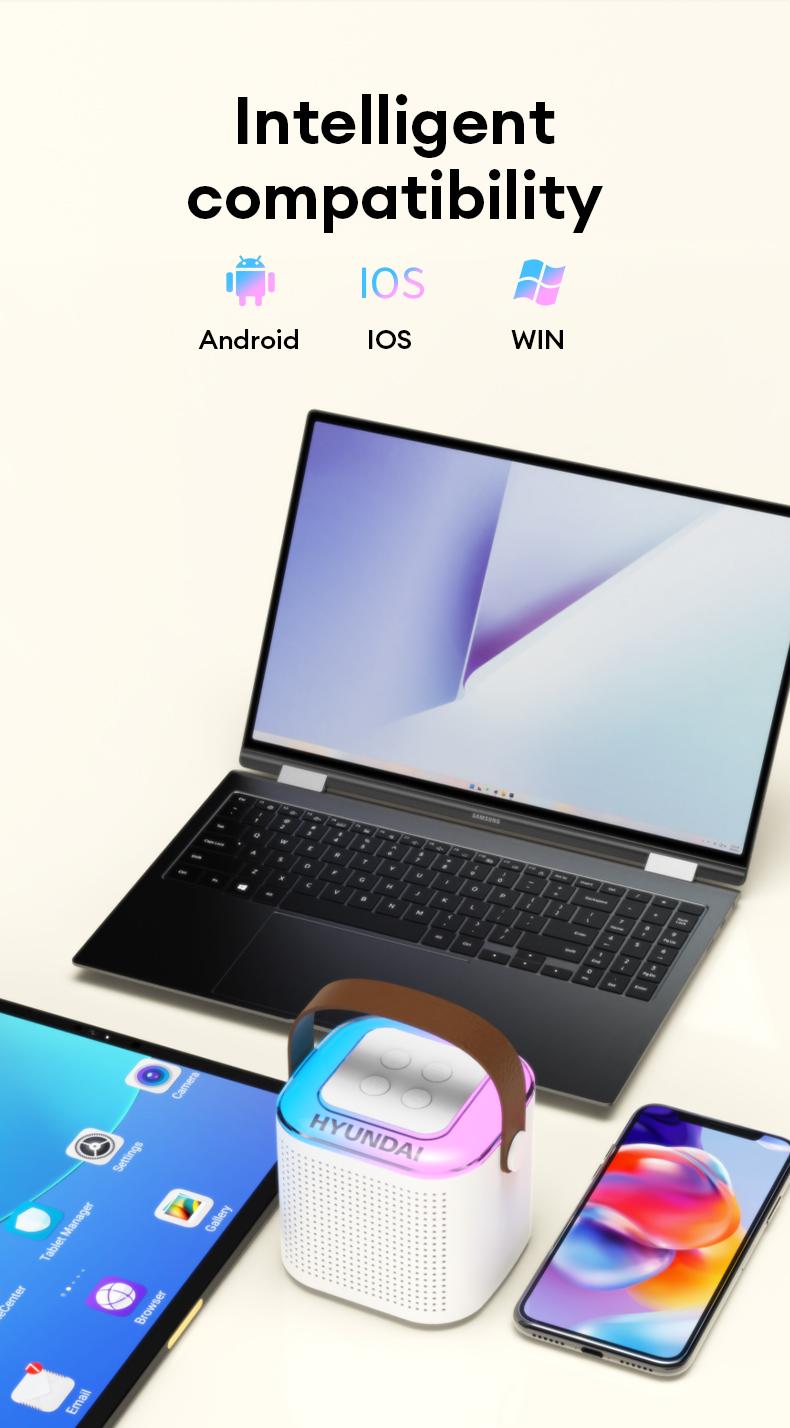 HYUNDAI S13 Portable Wireless Karaoke Bluetooth Speaker With Microphone HIFI Stereo Sound Subwoofers, KTV Speaker Subwoofer With Lighting Effect