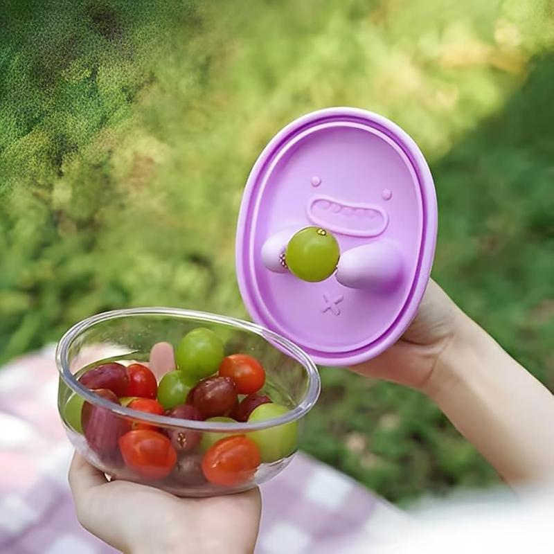 1 PC 2-In-1 No-Mess Snack Container with Fingertip Cover, Reusable Leak Proof Food Storage, Ideal for Travel Camping Outdoor Party