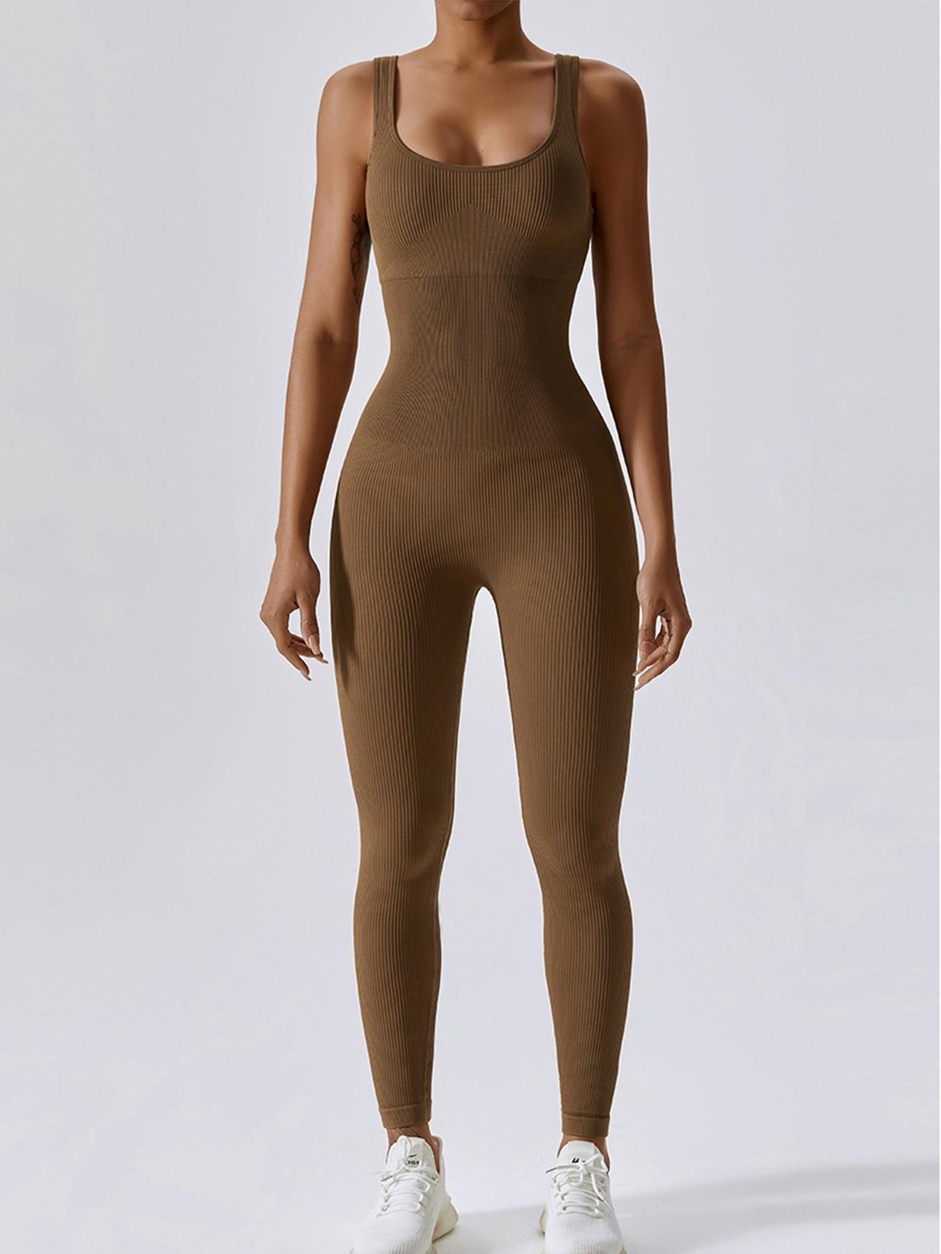 Women's Fitted Knit Jumpsuit for Layering or Outerwear, Comfortable Spring/summer Activewear Set, Versatile Fashion for Daily Wear, Casual Jumpsuits