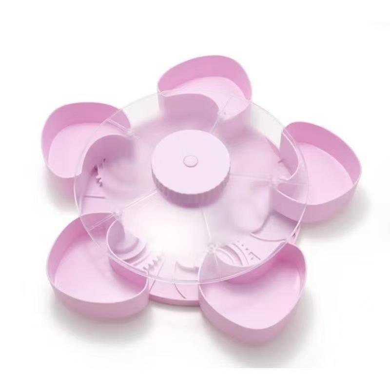 Rotating Divided Serving Tray with Spinning Lid, Multi-Compartment Food Organizer, Portable Travel Snack Box, Ideal Hostess Gift