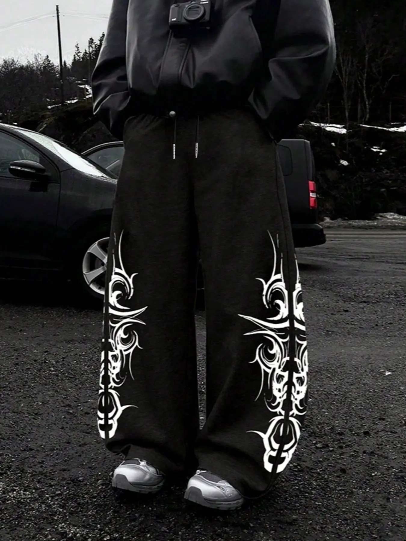 Cybersigilism Tribal Graphic Baggy Pants Men's Y2K Gothic