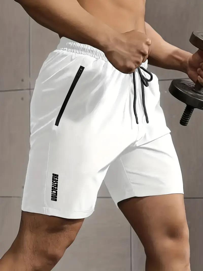 3pcs men's solid colour shorts with zip pockets and active elastic waist drawstring shorts for summer outdoor fitness leisure home