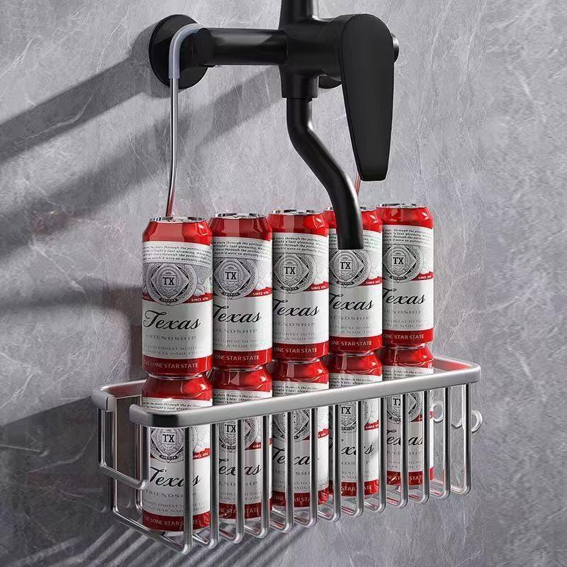 Hanging Shower Rack, No-Drill Bathroom Storage Shelf with Hooks, Rust-Resistant Shower Basket, Holds Shampoo and Conditioner, Bathroom Accessories