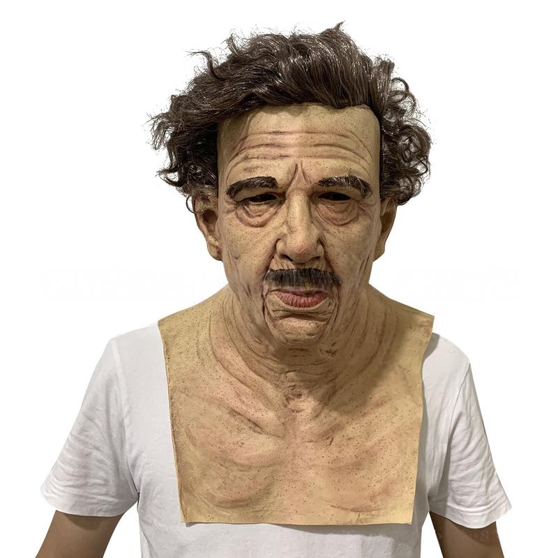 Old Man Head Mask Costume Accessory, Realistic Silicone Old Lady Face Mask for Halloween Party, Prank, Parade, Cosplay, Latex Mask