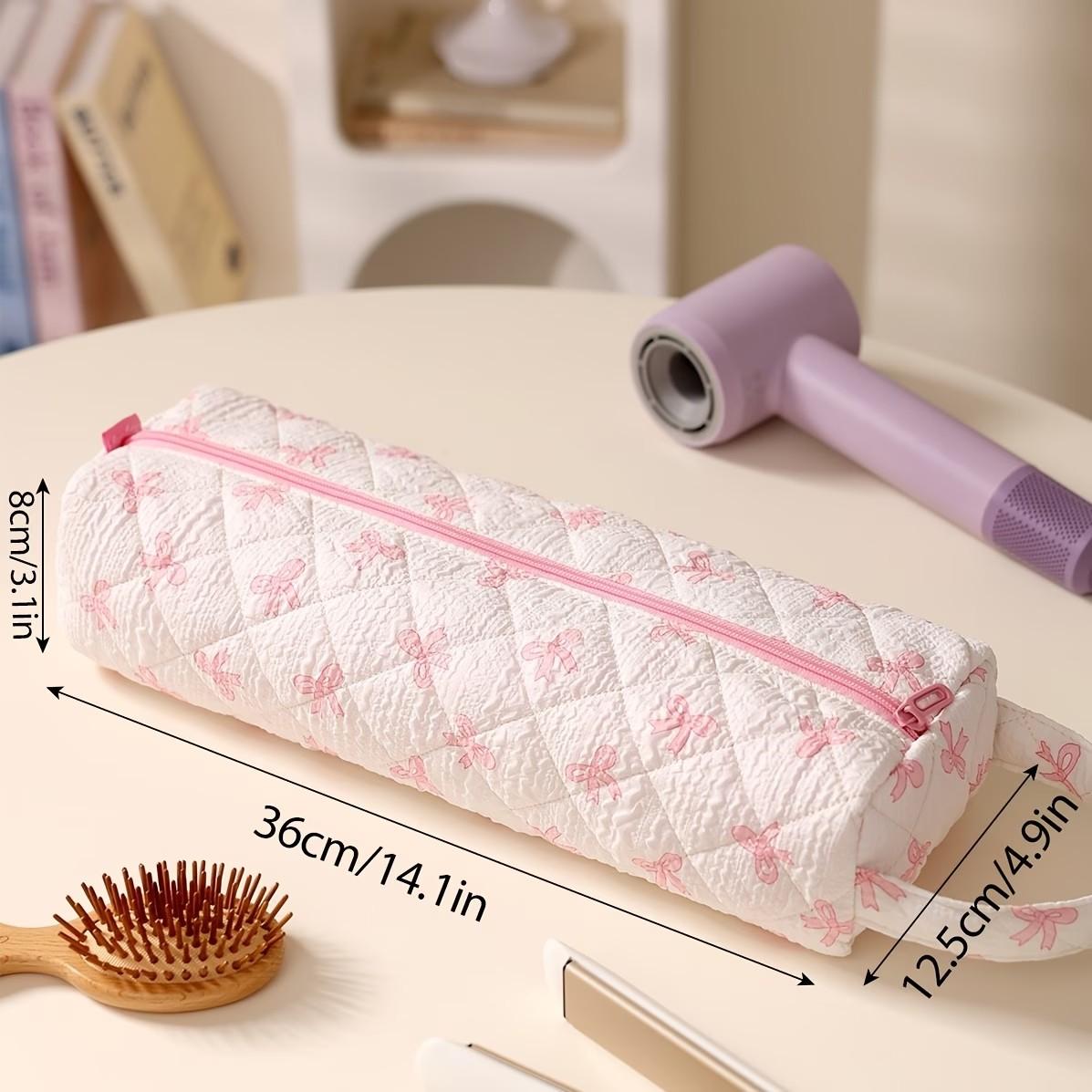 Hair Tool Organizer Bag with Zipper Closure & Bow Design, Dustproof Storage for Hair Dryer, Curling Iron, Straightener, Travel, Gym, Salon, Home