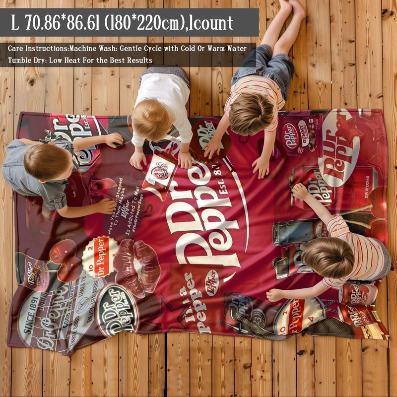 Beverage Pattern Blanket, 1 Count Soft ThrowBlanket, Air-conditioned Room Blanket, WarmNap Blanket for Home Office Travel Camping