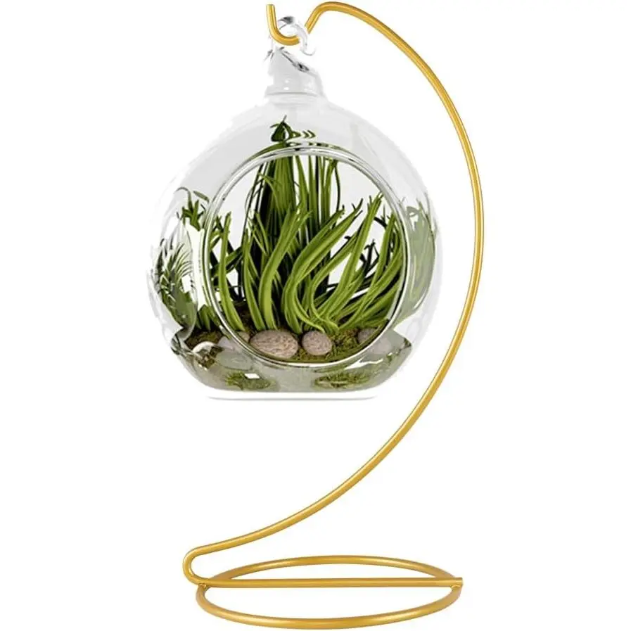 9 Inch  Ornament Display Stand, Metal Ornament Hanger Stand for  Glass Globe, Air  Terrarium,  Ball, Christmas Ornament and  Wedding Decoration (1, 9x4 )