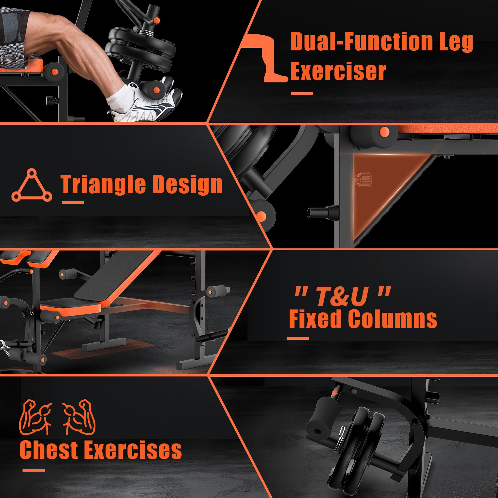 Bearbro 660lb 6-in-1 Adjustable Weight Bench with Multi-Purpose Workout Bench Set With Barbel Rack and Leg Developer for Home Gym Full Body Function Strength Training,Barbell Rack can support up to 990 pounds,dealsforyoudays Bearbro 660lb 6-in-1 Adjustable Weight Bench with Multi-Purpose Workout Bench Set With Barbel Rack and Leg Developer for Home Gym Full Body Function Strength Training,Barbell Rack can support up to 990 pounds,dealsforyoudays